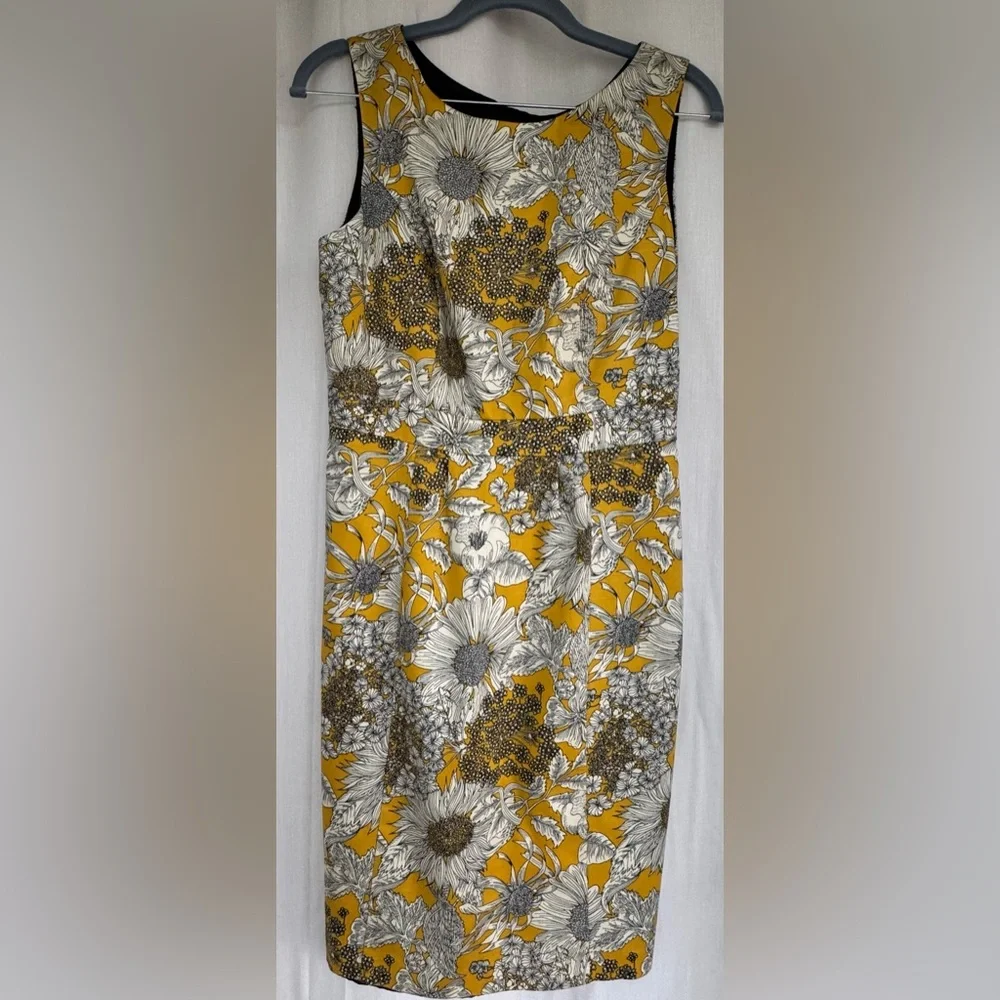 Liberty of London for Target Yellow Sunflower sheath-side zipper dress 
size 6 - Picture 2 of 9